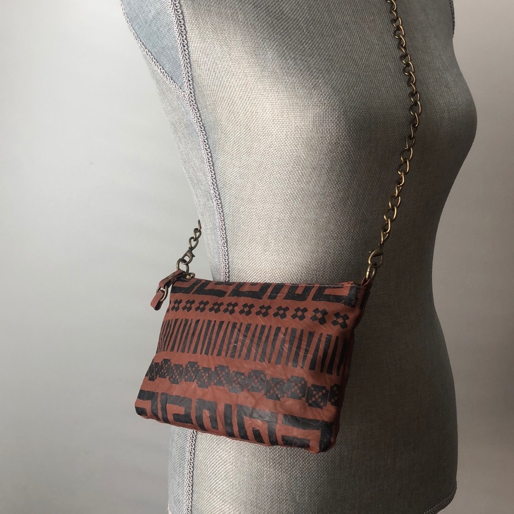 Aztec Crossbody Bag with Brass Chain